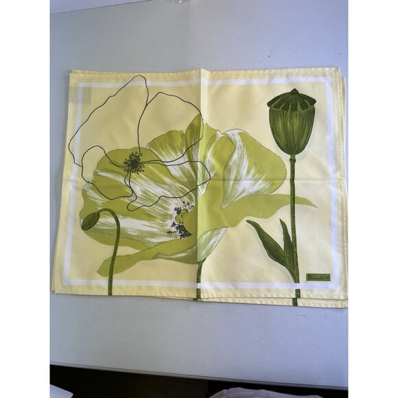 Beauville Napkins Yellow Green Poppy Set of 2 100% Cotton Made in France - Picture 1 of 8